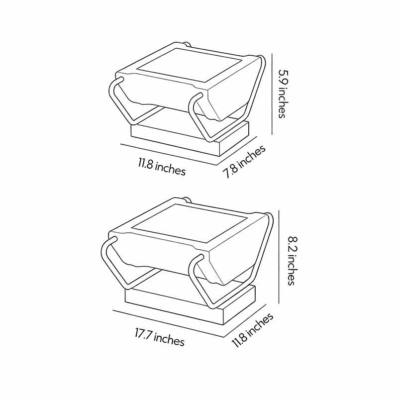 Dimensional drawings for two product specifications of solar pillar lighting.