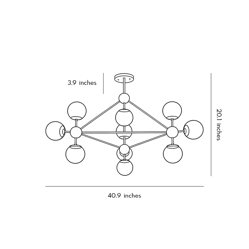 Dimensions of mid-century modern chandeliers products 40.9inch by 20.1inch.